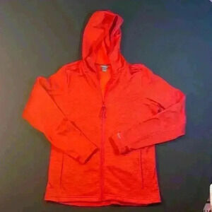 Eddie Bauer women’s jacket with pockets, hooded, high collar, size medium